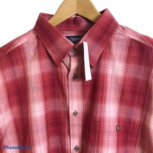 Roundtree & Yorke Shirt Mens Sz XL CASUALS Red Ombré Plaid Button Front NEW